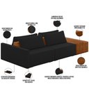Ver imagem 4 de Sofá Ilha Modular para Sala 232cm com Puff Dublin K01 Veludo Preto Sintético Caramelo - Lyam Decor