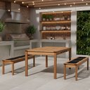 Ver imagem 1 de Mesa de Jantar 6 Lugares com 02 Bancos de Madeira 180cm Trammare C07 Corda Preta - Lyam Decor