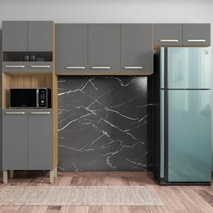 Cozinha Compacta Pequena 9 Portas Freijó