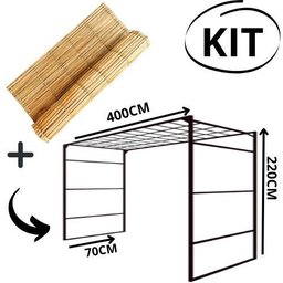 Kit Gazebo + Esteira de Palha Taboa para Decorar Jardins com Flores, 400cm Portátil e Desmontável - 2