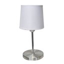 Ver imagem 2 de Kit 2 Luminária mini abajur base escovada cupula tecido Branca