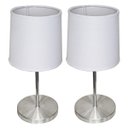 Ver imagem 3 de Kit 2 Luminária mini abajur base escovada cupula tecido Branca