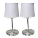 Ver imagem 1 de Kit 2 Luminária mini abajur base escovada cupula tecido Branca