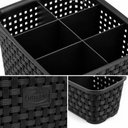 Ver imagem 5 de Organizador de Mesa Rattan Preto 6 Divisorias Cesto Multiuso Porta Talheres Utensilios Cozinha Escri