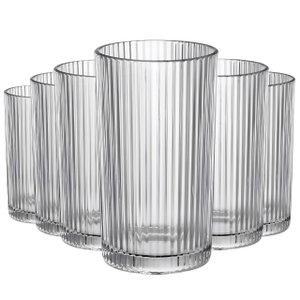 Jogo com 6 Copos de Vidro Graffiato Transparente para Suco ou Água 420ml