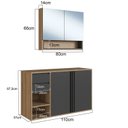 Ver imagem 3 de Gabinete de Banheiro 110cm com Espelheira 2 Portas sem Cuba Antônia Preto/Mel/Grafite