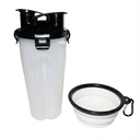 Ver imagem 1 de Garrafa Pets 700ml Água e Ração Pote Retrátil Passeio Branca