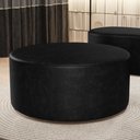 Ver imagem 2 de Puff Redondo Orgânico para Living 90cm Lola W01 Couríssimo Preto Brilho - Lyam Decor