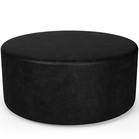 Puff Redondo Orgânico para Living 90cm Lola W01 Couríssimo Preto Brilho - Lyam Decor