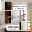 Ver imagem 3 de Espelharia Armário Banheiro Moderna MDP Resistente 1 Porta:Preto