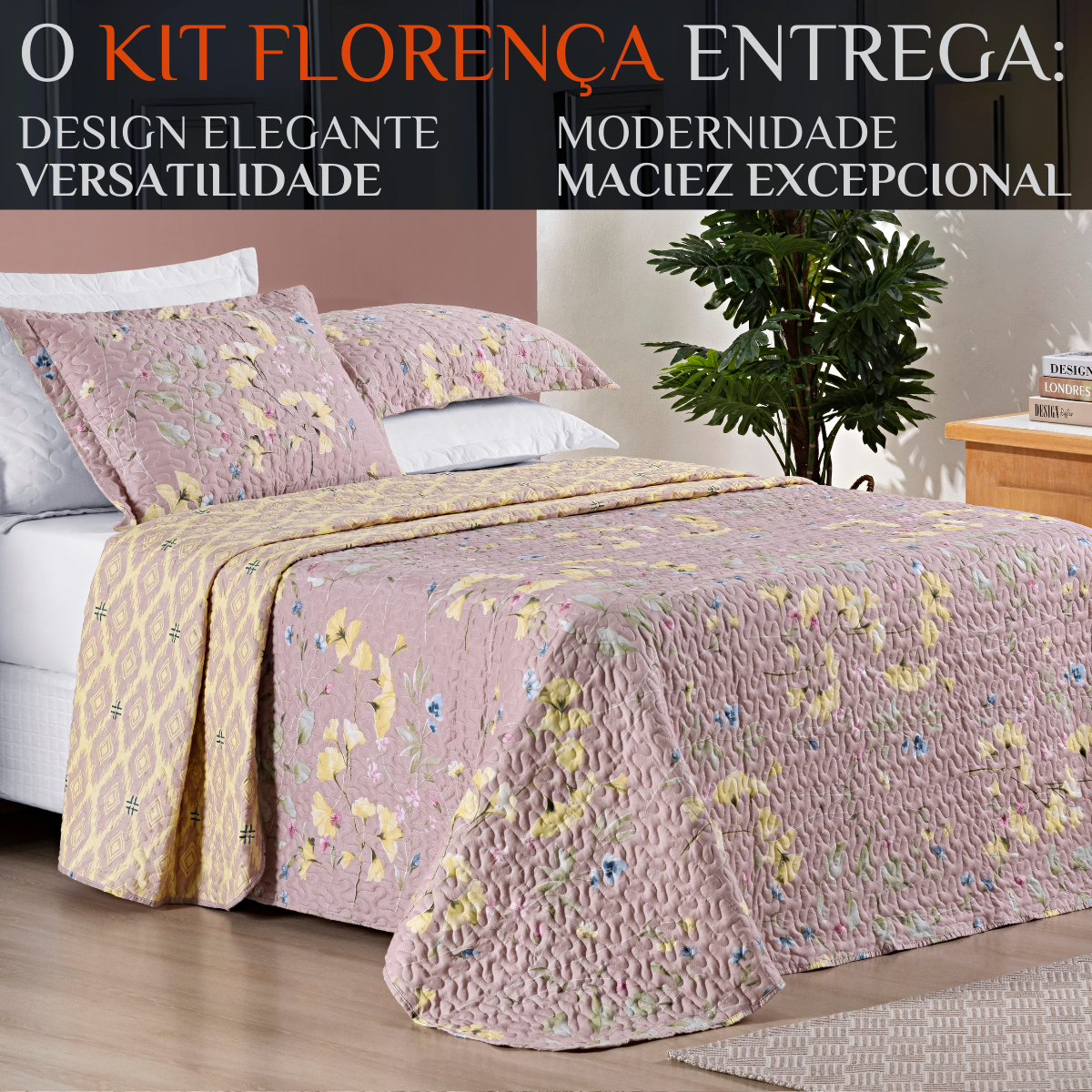 Colcha Queen Size Babado Florença Bordado Dupla Face 200 Fios Bouti:lilas - 2