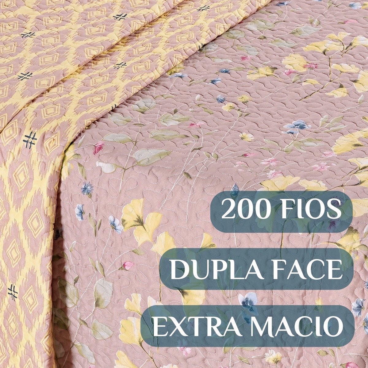 Colcha Queen Size Babado Florença Bordado Dupla Face 200 Fios Bouti:lilas - 3