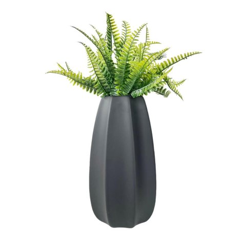 Vaso Centro de Mesa Grande Alto Relevo Moderno Preto Fosco