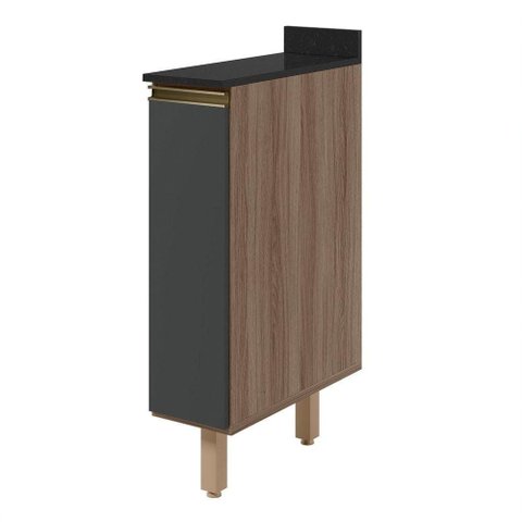 Balcão com Tampo 1 Porta MDF 20 cm Kali 1679622 Carvalho Toq Chumbo Nicioli