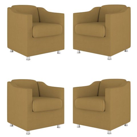 Kit 04 Cadeira Poltronas Decorativas Sala de Espera Clinica Cor:capuccino