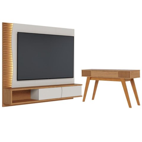 Conjunto Aparador e Painel Iris Off White Matte Freijo