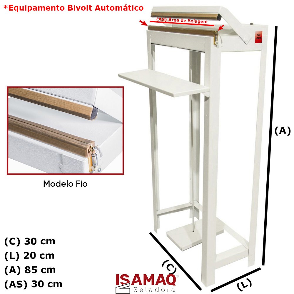 Seladora de Embalagens Plásticas Pedal com Temporizador 30cm Sela e Corta - 2