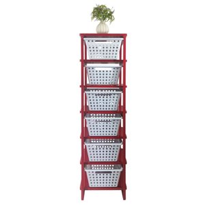 Organizador 6 Cestos Vermelho com Cestos Brancos Organizer