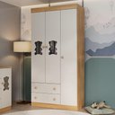 Ver imagem 1 de Guarda-roupa Infantil 92cm com Vidro 3 Portas e 2 Gavetas Teddy Multimóveis Mp4487 Madeirado/off