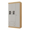 Ver imagem 2 de Guarda-roupa Infantil 92cm com Vidro 3 Portas e 2 Gavetas Teddy Multimóveis Mp4487 Madeirado/off