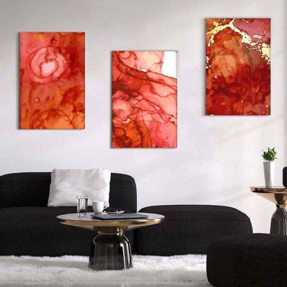 Kit com 3 Quadros Arte Abstrata em Lona Tamanho:60x90cm - 1