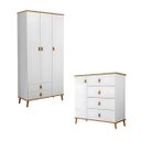 Ver imagem 1 de Kit Luxo Jujuba Cômoda Guarda Roupas Elegante Mdf Resistente:branco