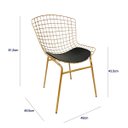 Ver imagem 3 de Kit 3 Cadeiras para Cozinha Bertoia Cor Dourado Fosco Assento Preto Tubular Poltronas do Sul
