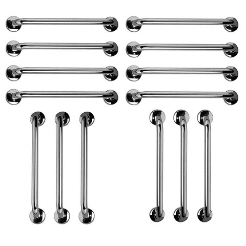 Barra de Apoio 60cm Aço Inox Kit 14 Unidades Idoso Deficiente Cadeirante Banheiro Box Acessibilidade