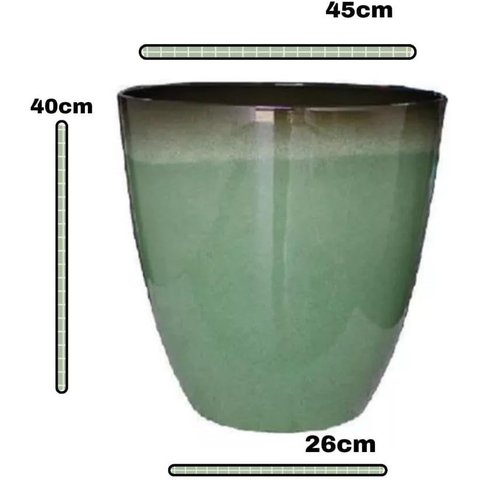 Vaso Para Plantas Grande Decorativo Sala Jardim Alto Brilho  e Leve 40cm (Liso/Verde-Piscina)