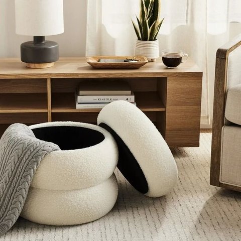 Puff Báu Organizador Decorativo Boucle Cookie Zahav