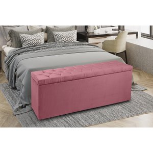 Recamier Baú 1,40m Madrid Suede Rosa Dal Poz Estofados