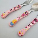 Ver imagem 3 de Conjunto de Talheres Minnie Rosa 3 Peças Garfo Faca Colher Inox Disney Infantil Simonaggio