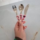 Ver imagem 4 de Conjunto de Talheres Minnie Rosa 3 Peças Garfo Faca Colher Inox Disney Infantil Simonaggio