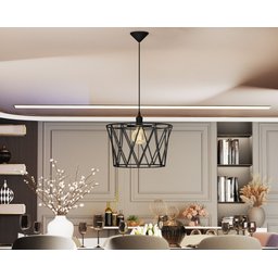 Pendente Onix Lustre de Teto Aramado Estilo Industrial Preto - 1