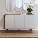 Ver imagem 7 de Buffet para Sala de Jantar 3 Portas Pés de Madeira Maciça Jurerê Branco/Off White Matte/Nogueira Real
