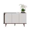 Ver imagem 3 de Buffet para Sala de Jantar 3 Portas Pés de Madeira Maciça Jurerê Branco/Off White Matte/Nogueira Real