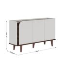 Ver imagem 4 de Buffet para Sala de Jantar 3 Portas Pés de Madeira Maciça Jurerê Branco/Off White Matte/Nogueira Real