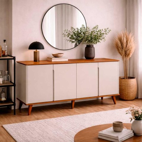 Buffet Aparador 4 Portas em Mdf Caixotin Imperium Cinamomo Off White