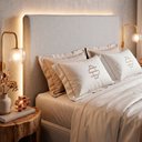 Ver imagem 2 de Cabeceira para Cama Box Casal Padrão Mirella 140cm Moderna com Frame Linho Cinza Claro - Abmaza