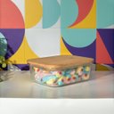 Ver imagem 6 de Pote de Vidro 800ml com Tampa de Bambu Hermético Retangular - Tud