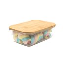 Ver imagem 1 de Pote de Vidro 800ml com Tampa de Bambu Hermético Retangular - Tud