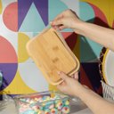 Ver mais imagens de Pote de Vidro 800ml com Tampa de Bambu Hermético Retangular - Tud