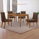 Ver imagem 1 de Mesa de Jantar Liz 120cm Mdf Canto Copo e com 4 Cadeiras Safira