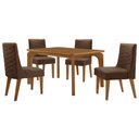 Ver imagem 2 de Mesa de Jantar Liz 120cm Mdf Canto Copo e com 4 Cadeiras Safira