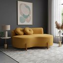 Ver imagem 2 de Sofá Decorativo Curvo Orgânico Living Veludo Mostarda - Montanaris Decor