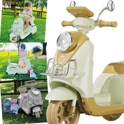 Mini Lambreta Eletrica Infantil Shiny Toys Scooter 6v Bege - 4