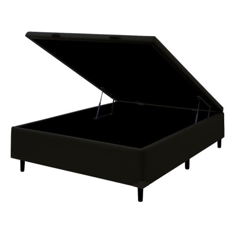 Base Box Baú Casal 138x188x35 Suede Galego Home Pistão a Gás - Preto