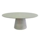 Ver imagem 1 de Mesa de Jantar Cone Oval 198x122 Cm Tampo Off White + Vidro Base Concreto Cinza