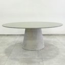 Ver imagem 4 de Mesa de Jantar Cone Oval 198x122 Cm Tampo Off White + Vidro Base Concreto Cinza
