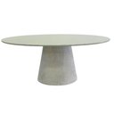 Ver imagem 2 de Mesa de Jantar Cone Oval 198x122 Cm Tampo Off White + Vidro Base Concreto Cinza